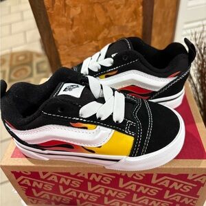 Vans Kids Black and Yellow Flame Sneakers